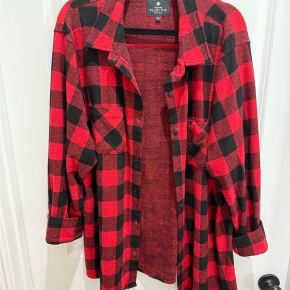 Plaid Top Red and Black Shirt - Picture 4 of 4